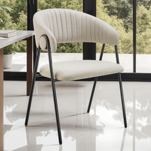 tectake Bedano Greige Padded Dining Chair Set of 2 - image 1