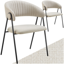 tectake Bedano Greige Padded Dining Chair Set of 2 - thumbnail 2