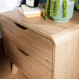 Home Source Nordica Oak 2 Drawer Bedside - thumbnail 3