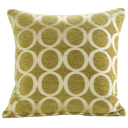 Alan Symonds Chenille Lime Geometric O Cushion with Polyester Filled Pad 45 x 45cm 4 Pack