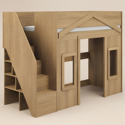 Flair Nixon Oak Playhouse High Sleeper Bed with Storage - thumbnail 2