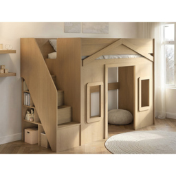 Flair Nixon Oak Playhouse High Sleeper Bed with Storage - thumbnail 4