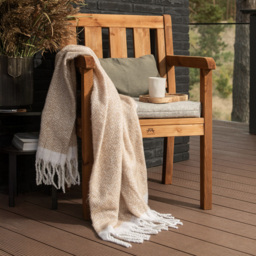 AMATA Ungurs Brown Wooden Straight Bench Garden Chair - thumbnail 1