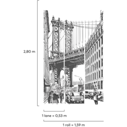 Grandeco Brooklyn Bridge 3 Lane Wall Mural - thumbnail 3