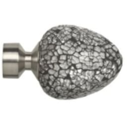New Edge Blinds Satin Silver Fixed Length Metal Eyelet Curtain Pole Set with Alexia Finial 310cm - thumbnail 2