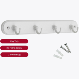 Headbourne White 4 Hook Coat Rail - thumbnail 3