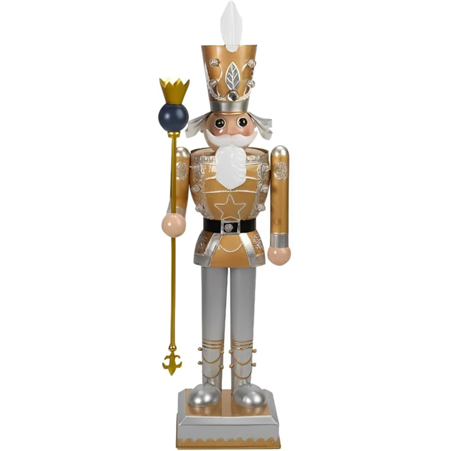 Marco Paul Gold and White Light Up Christmas Nutcracker 80cm - image 1