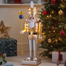 Marco Paul Gold and White Light Up Christmas Nutcracker 80cm - thumbnail 2