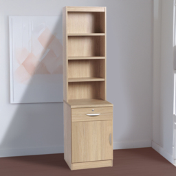 R White Cabinets Brown Single Door Single Drawer 4 Shelf Cupboard with Hutch