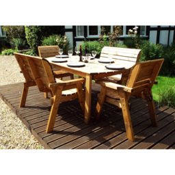 Charles Taylor Solid Wood 6 Seater Rectangular Outdoor Dining Bench Set with Green Cushions - thumbnail 4