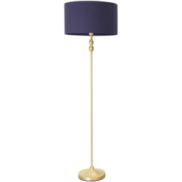 ValueLights Maggie Navy Blue and Gold Drum Shade Candlestick LED Floor Lamp