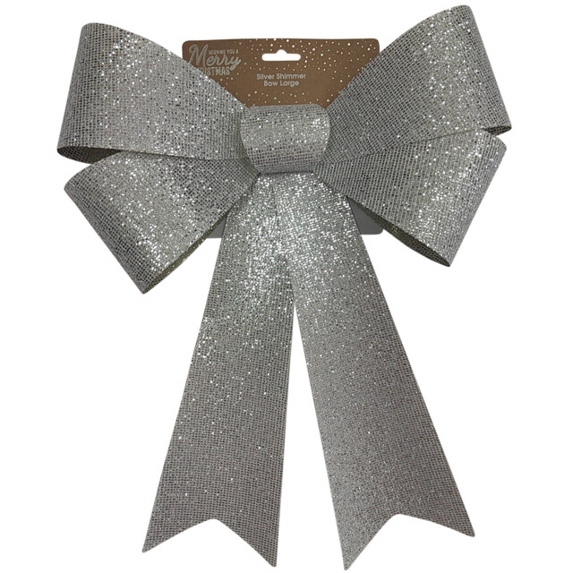 Silver Shimmer Bow Large - Silver - image 1