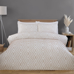 Kasiya Natural and White King Size Geo Duvet Set - thumbnail 1