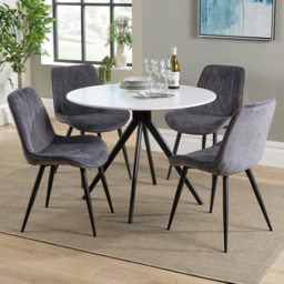 Core Products Aspen White and Grey 4 Seater Round Dining Set