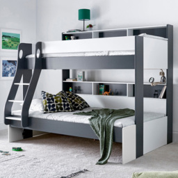 Bedmaster Oliver Grey and White Triple Sleeper Bunk Bed