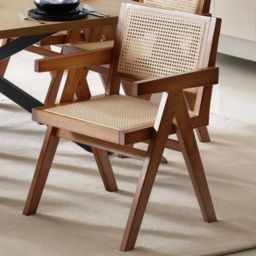 Tectake Lizzy Set of 6 Dark Oak Rattan Dining Chair