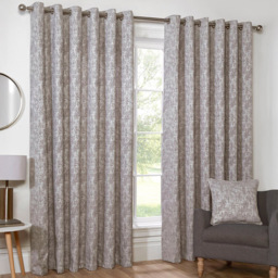 Divante Silver Amara Chenille Eyelet Curtain 168 x 228cm