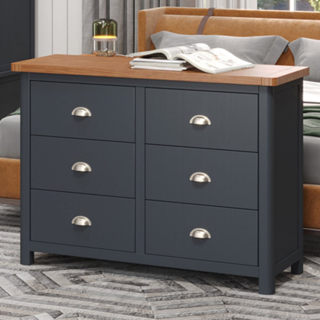 Core Products Dunkeld 6 Drawer Midnight Blue Wide Chest of Drawers - image 1