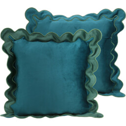 Matilda Scallop Edge Cushion Teal - thumbnail 3