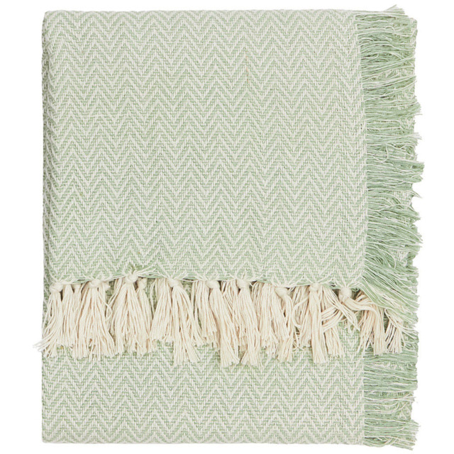 Yard Wisley Herringbone Green Woven Throw 130 x 180cm - image 1