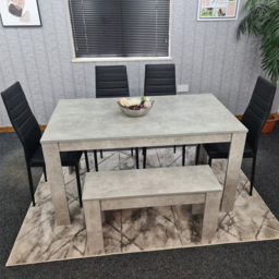 Kosy Koala 6 Seater Faux Leather Dining Bench Set Grey and Black - thumbnail 1