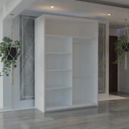 M N Furniture Osaka 2 Door White Mirrored Panel Sliding Wardrobe 120cm - thumbnail 3