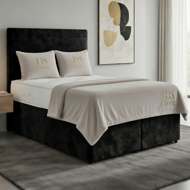 DS Living Muse Black Single Plush Velvet Divan Bed - image 1