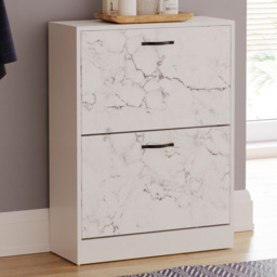 Vida Designs White Marble 2 Drawer Shoe Cabinet
