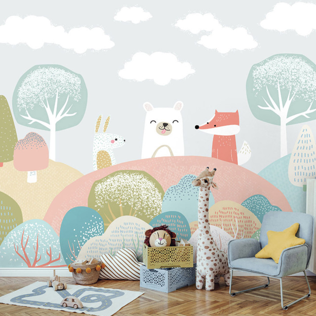 Origin Murals Woodland Friends Grey Wall Mural - image 1