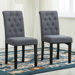 Grey Tufted Button Back Fabric Set of 2 Dining Chair