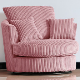 Luxor Pink Jumbo Cord Fabric Swivel Chair