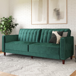 Dorel Pin Tufted Green Velvet Transitional Sofa Bed