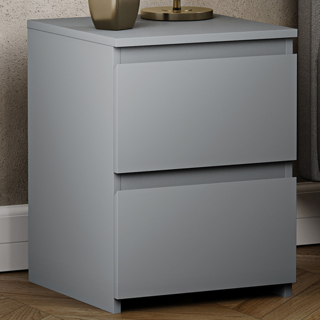 Vida Designs Denver Grey 2 Drawer Bedside Table - image 1