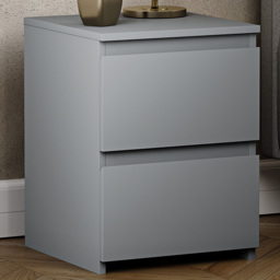 Vida Designs Denver Grey 2 Drawer Bedside Table - thumbnail 1