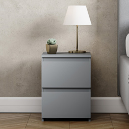 Vida Designs Denver Grey 2 Drawer Bedside Table - thumbnail 4