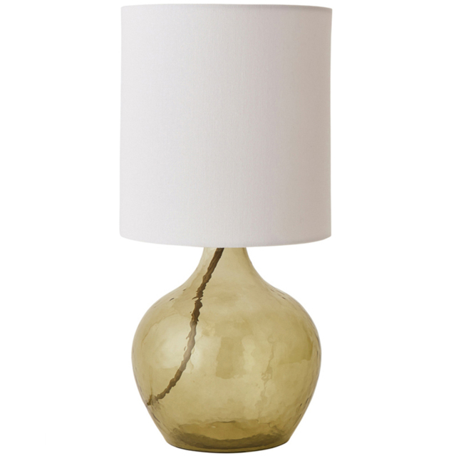 ValueLights Emily Natural Linen Drum Shade Dark Green LED Teardrop Table Lamp - image 1