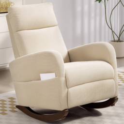 Portland Beige Corduroy High Back Leisure Rocking Chair