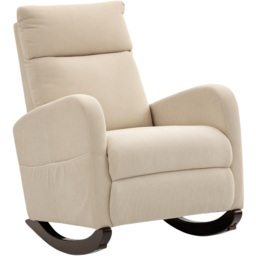 Portland Beige Corduroy High Back Leisure Rocking Chair - thumbnail 2