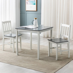 Grey 2 Seater Solid Wooden Dining Set - thumbnail 1