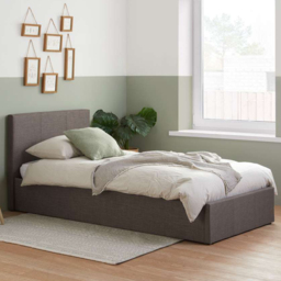 Berlin Single Grey Polyester Ottoman Bed