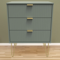 Crowndale 3 Drawer Reed Green Chest of Drawers Ready Assembled