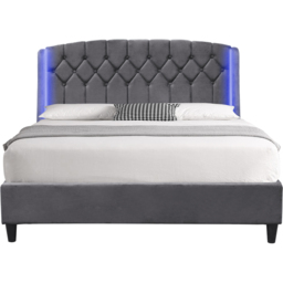 Comfy Living Double Grey Fabric Bed Frame with LED Headboard - thumbnail 2
