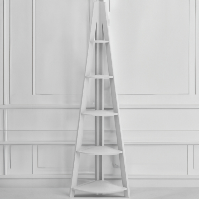 Tiva 5 Shelf Grey Corner Ladder Bookshelf - image 1