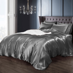 Intimates King Size Silver Satin Bedding Set