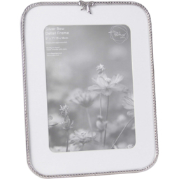 Metal Bow Detail Photo Frame Silver - thumbnail 1