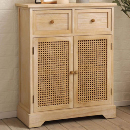 Home Source Carnforth Natural 2 Door 2 Drawer Cupboard Storage Unit