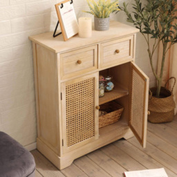 Home Source Carnforth Natural 2 Door 2 Drawer Cupboard Storage Unit - thumbnail 4