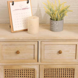 Home Source Carnforth Natural 2 Door 2 Drawer Cupboard Storage Unit - thumbnail 3