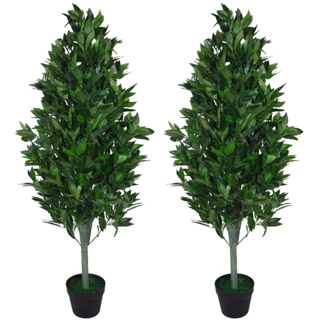 Leaf Extra Large Topiary Bay Pyramid Cones Artificial Tree in Pot 120cm 2 Pack - image 1