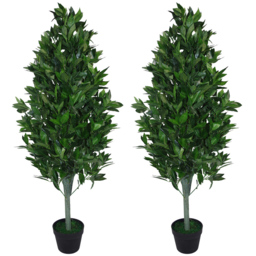Leaf Extra Large Topiary Bay Pyramid Cones Artificial Tree in Pot 120cm 2 Pack - thumbnail 1